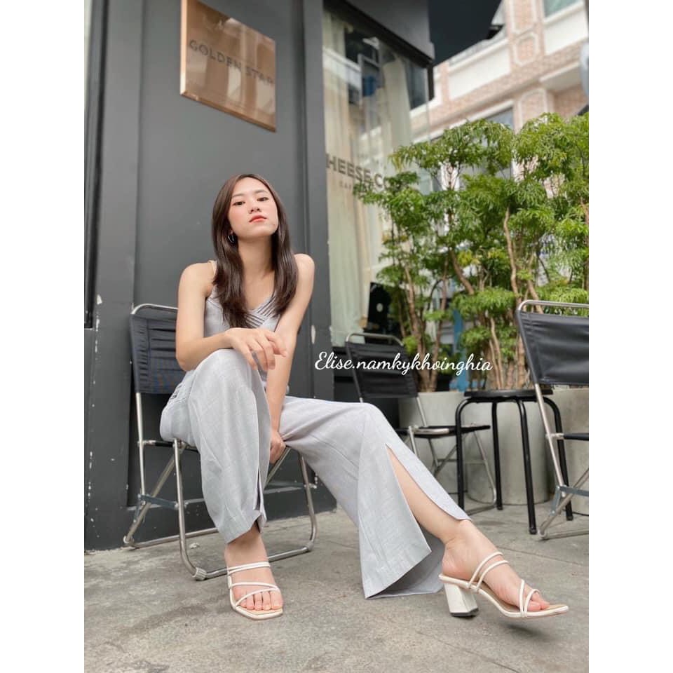 Quần ghi xước xẻ ống Elise