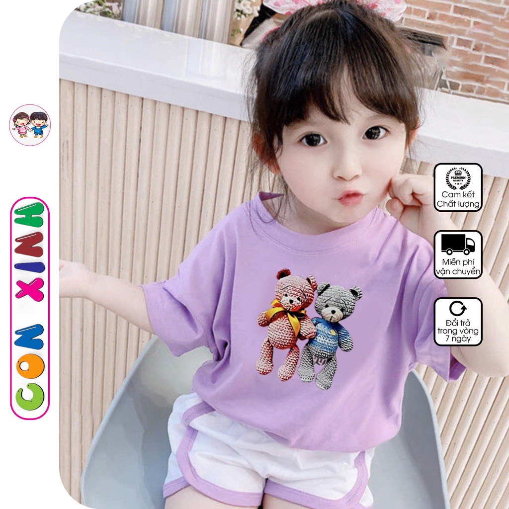 Đồ bộ bé gái Con Xinh cotton hình in dễ thương,thời trang dành cho bé gái từ 4 đên 10 tuổi