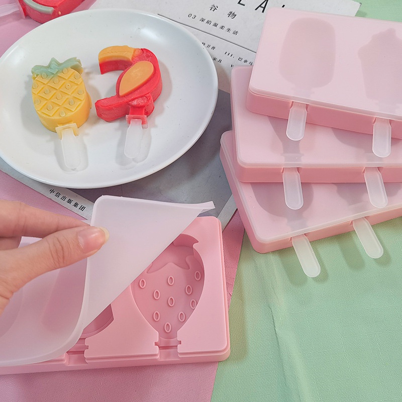 Khuôn Làm Kem Que Bằng Silicone Hình Trái Cây Sáng Tạo