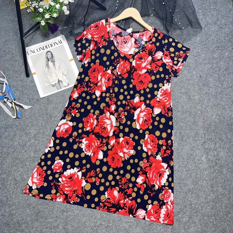 [75kg]Đầm ngủ thun lạnh dây bản và có tay