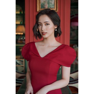 EDINI - D1217 Đầm cổ tim cách điệu