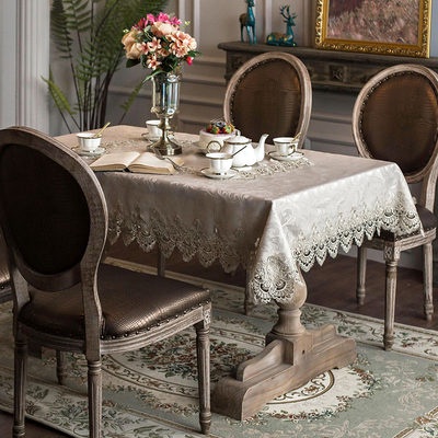 Khăn trải bàn vải hình chữ nhật gia dụng bàn ăn kiểu Châu Âu miếng vải trà ren Bàn Vải Bắc Âu bàn cờ bàn
