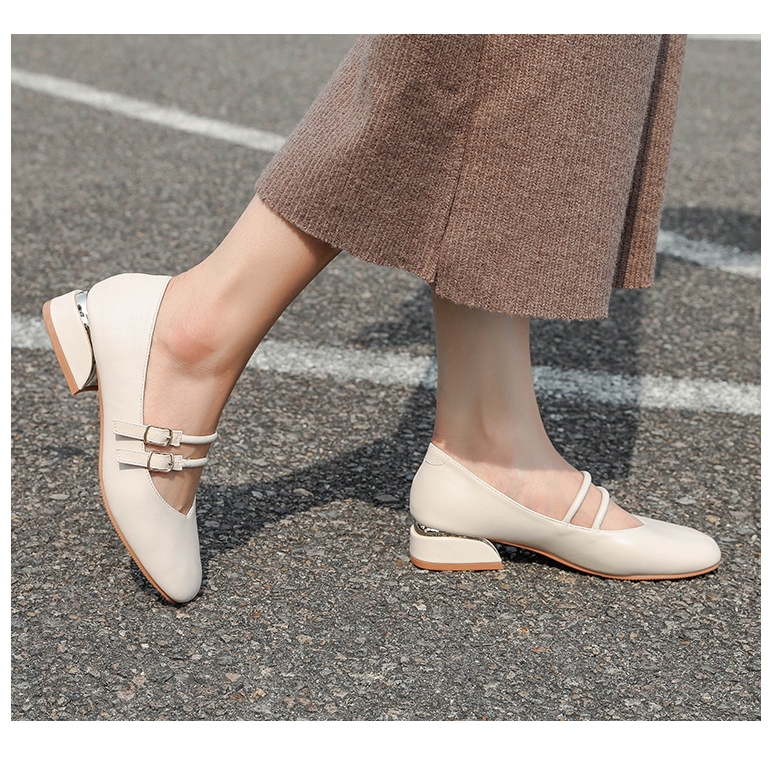 [ HÀNG MỚI VỀ ] Giầy da nữ mũi tròn 2 quai ngang - G075 | BigBuy360 - bigbuy360.vn