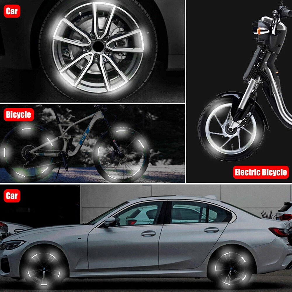 Set 20 Chiếc Decal Phản Quang Trang Trí Dán Vành Bánh Xe Ô Tô Xe Máy