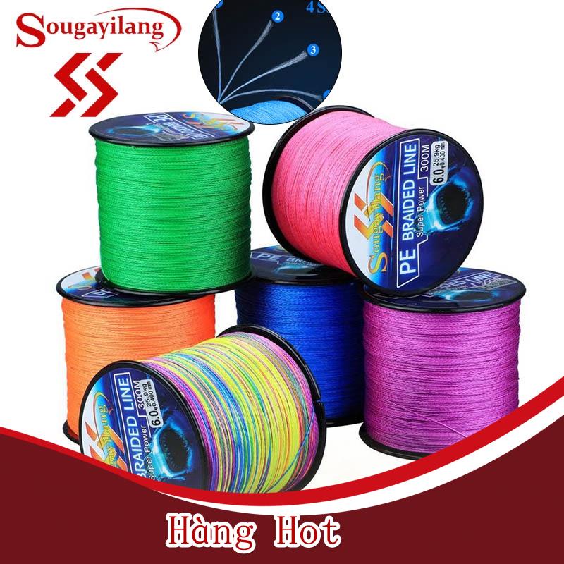 [Hàng Cao Cấp ] Cuộn dây câu nhẵn Sougayilang bằng PE 4 sợi bện 0.128-0.5MM 300M 6.3-32.8KG 300M