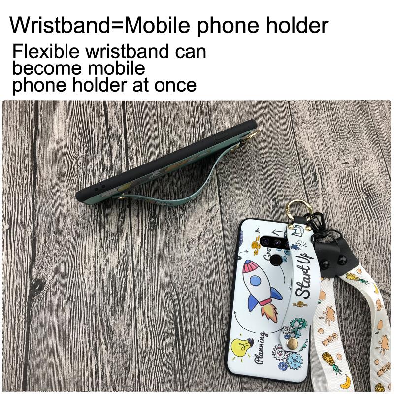 Ốp điện thoại mềm họa tiết hoạt hình dễ thương có dây đeo cho LG V50/ V50 THINQ