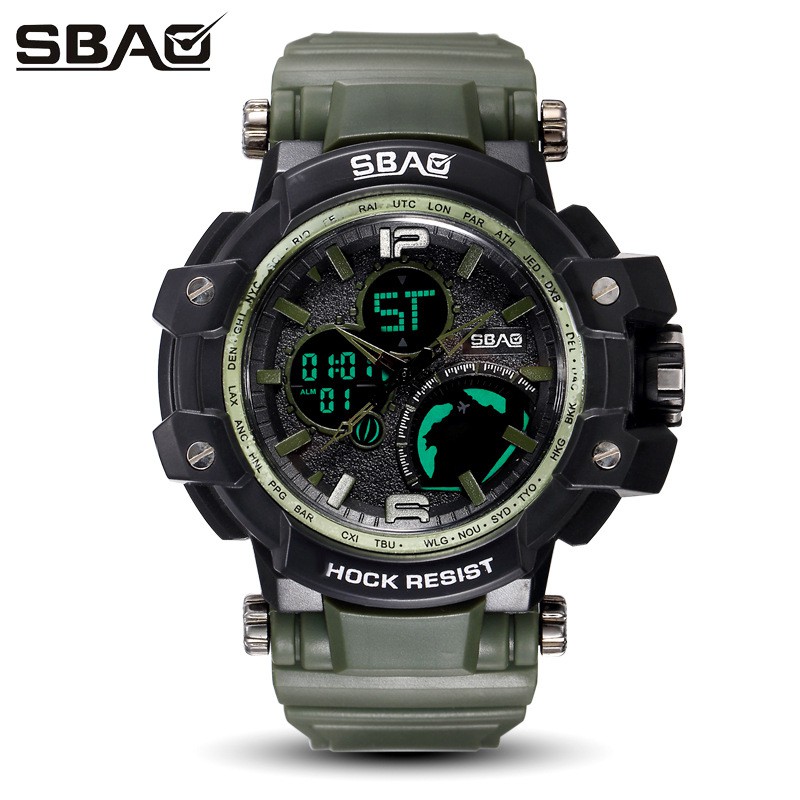 Đồng Hồ Nam SBAO 8007-1 USA Quân Đội Sports - 2 Máy Kim Và Điện Tử Mạnh Mẽ Dây Silicone Bền Chắc | BigBuy360 - bigbuy360.vn