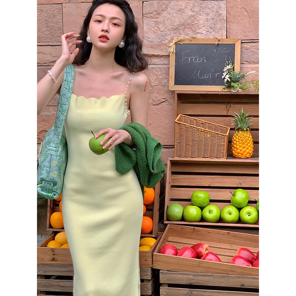 QKOOLE  Đầm Cổ Vuông Phong Cách Hàn Quốc Quyến Rũ Cho Nữ