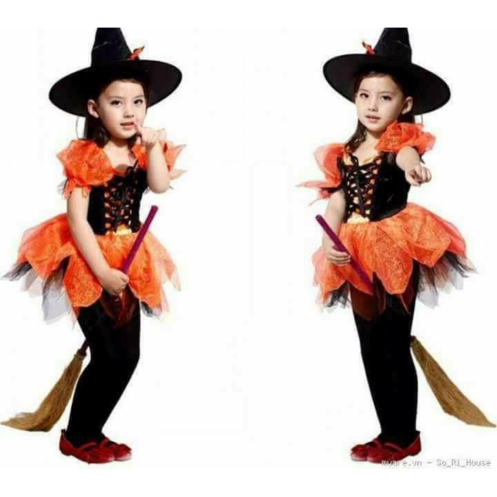 trang phục Halloween bé gái phù thủy tutu