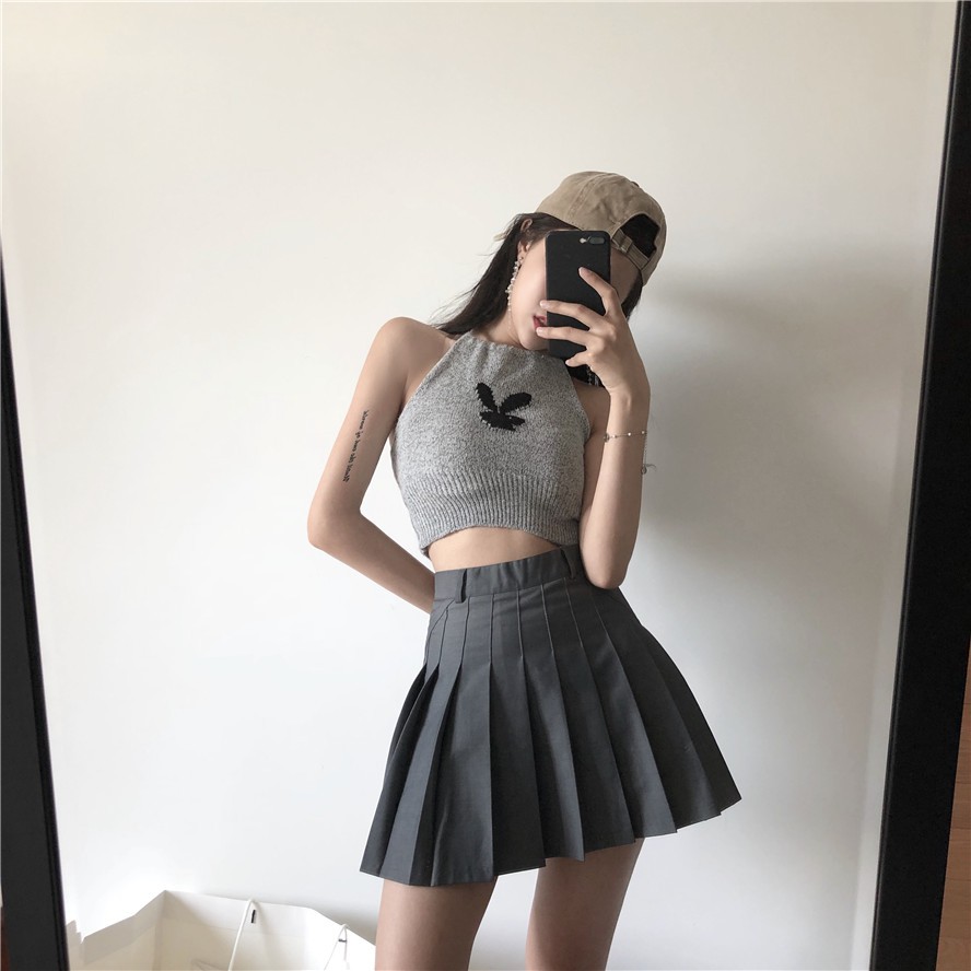 Áo yếm cột cổ len croptop hở lưng thỏ gợi cảm dáng ôm ulzzang ( 3 màu )