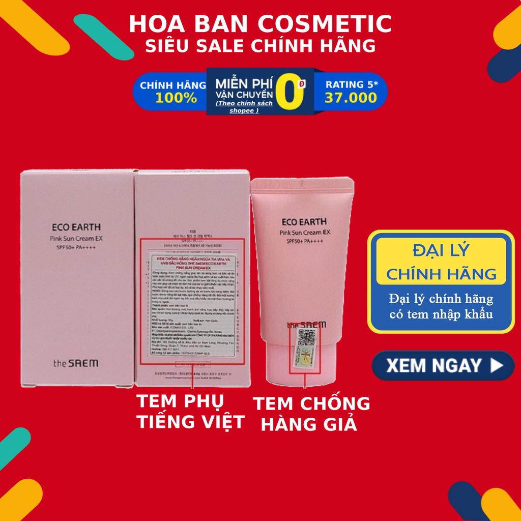 Kem Chống Nắng The Saem Kcn Eco Earth Power Sun Cream EX - Hoa Ban Cosmetic