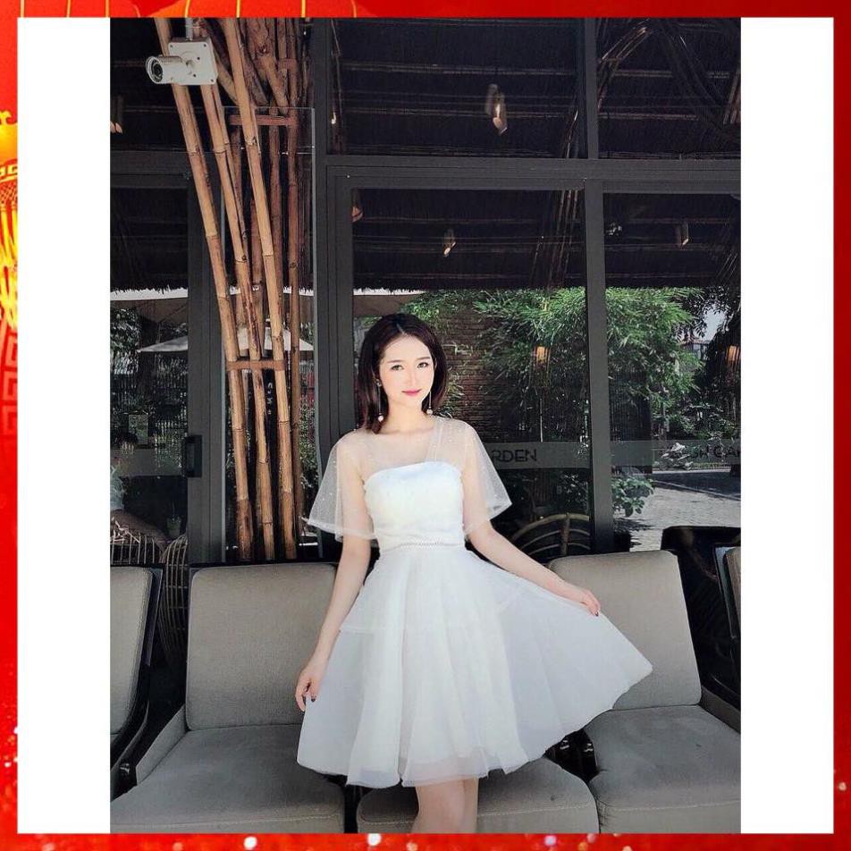 Đầm dự tiệc trắng xòe đính chuỗi sang chảnh bậc nhất [ HÀNG CÓ SẴN ] | BigBuy360 - bigbuy360.vn