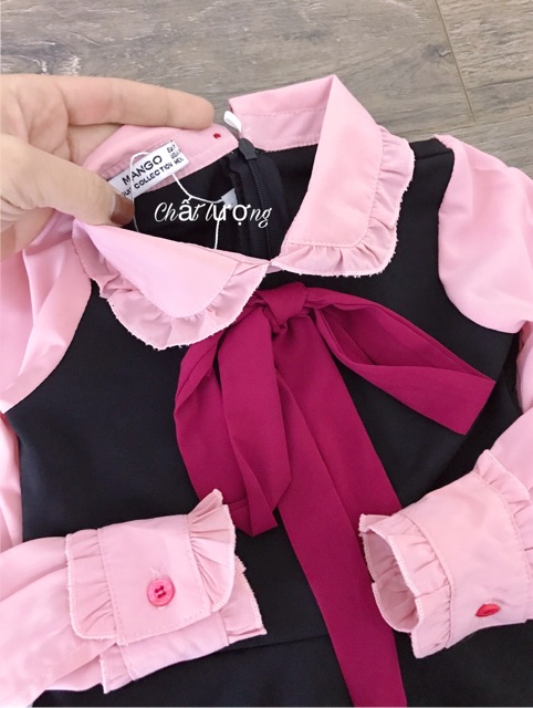 Váy TIỂU THƯ bé gái tay hồng cổ nơ cực xinh | BigBuy360 - bigbuy360.vn