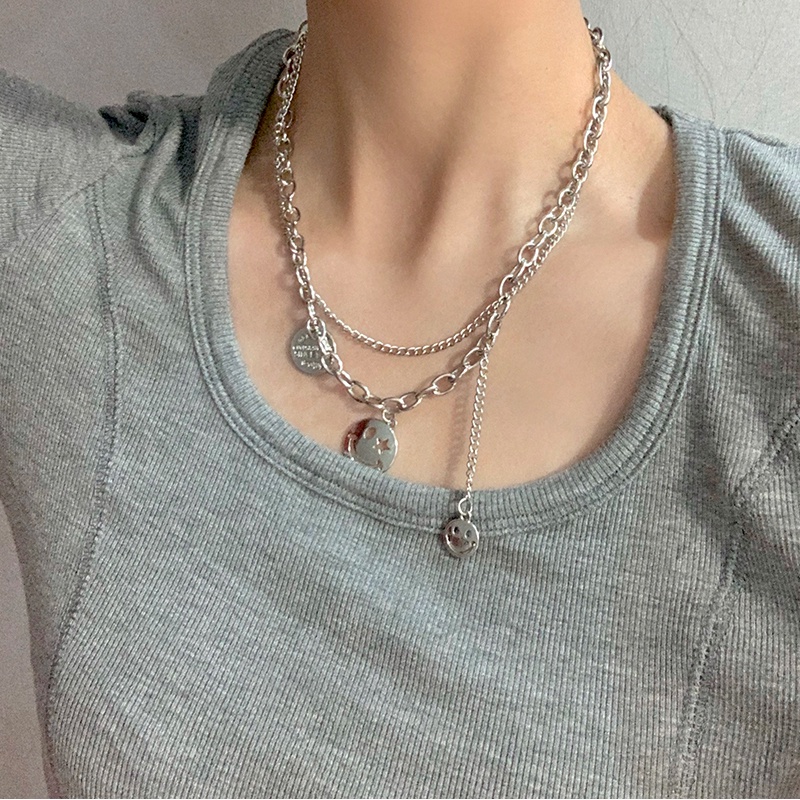 Vòng cổ Hai Lớp Hình Mặt Cười Phong Cách Hip Hop Cá Tính
