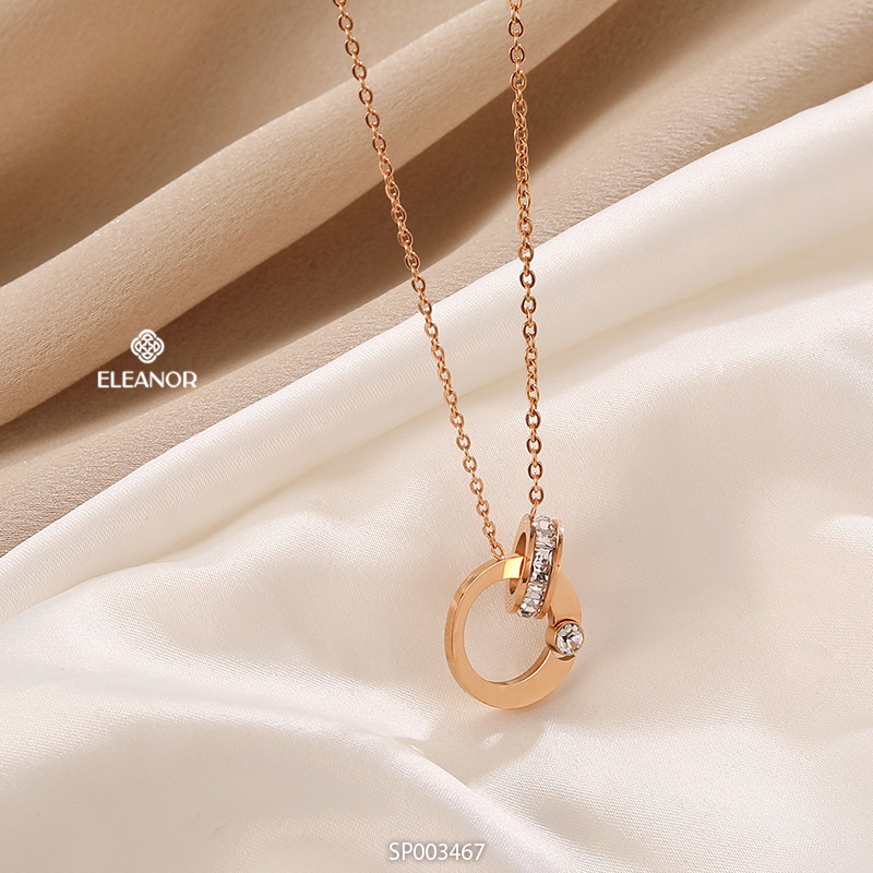 Dây chuyền nữ titan Eleanor Accessories mặt tròn đính đá phụ kiện trang sức 3467