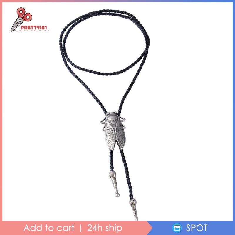 [Prettyia1] Vòng Cổ Dây Da Bò Nhân Tạo Thắt Cà Vạt Bolo Cho Nam