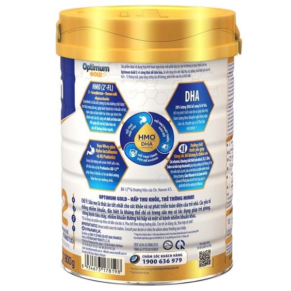 Sữa bột Vinamilk Optimum gold 2 800g_Duchuymilk