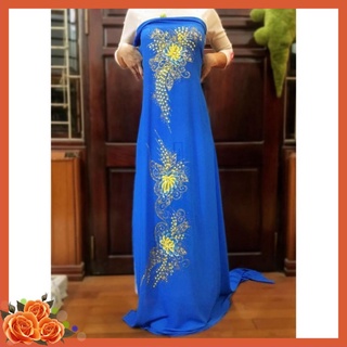 vải lụa áo dài hoa đính kim sa kèm vải quần