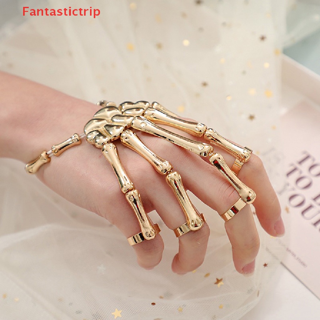 [Fantastictrip] Vòng Đeo Tay Hình Bộ Xương Bàn Tay Có Thể Điều Chỉnh Kích Cỡ Phong Cách Gothic