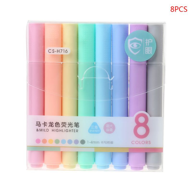 Bộ 8 bút dạ quang vỏ màu kẹo sáng tạo chuyên dụng cho tô màu
