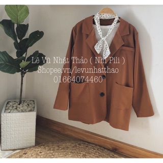 Blazer nâu 2 túi thiết kế .