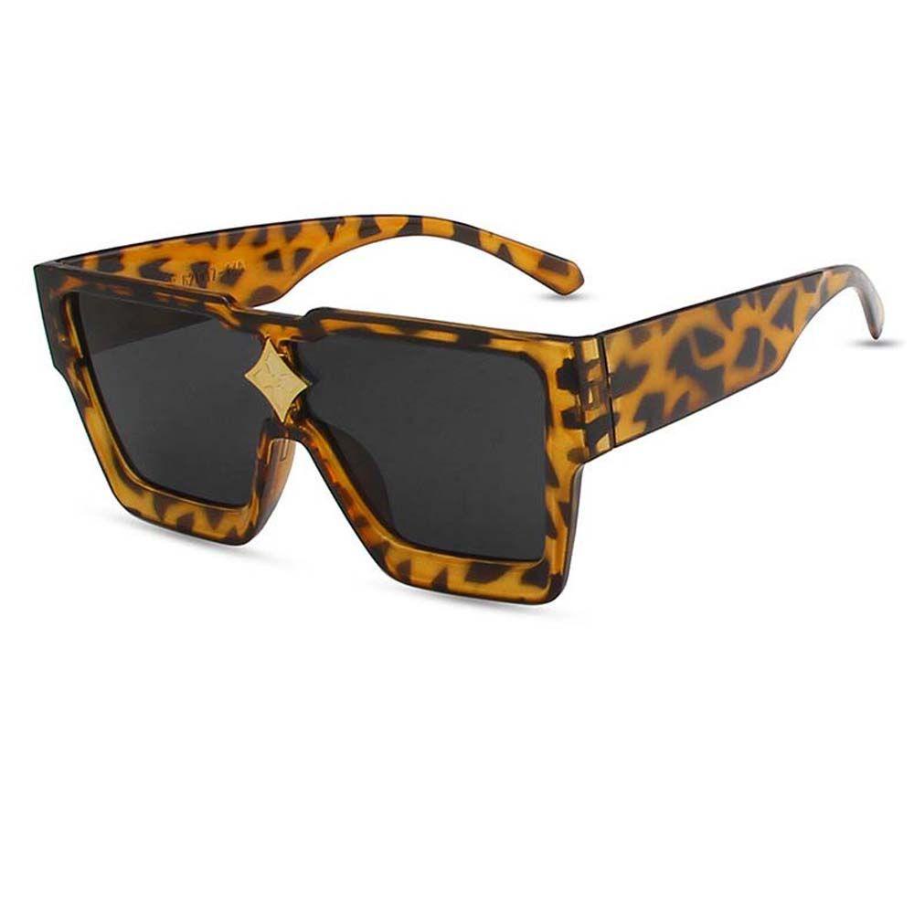 Kính Mát Gọng Vuông Lớn In Họa Tiết Da Báo Phong Cách Hip Hop Thời Trang Cho Nam Và Nữ WMES15H
