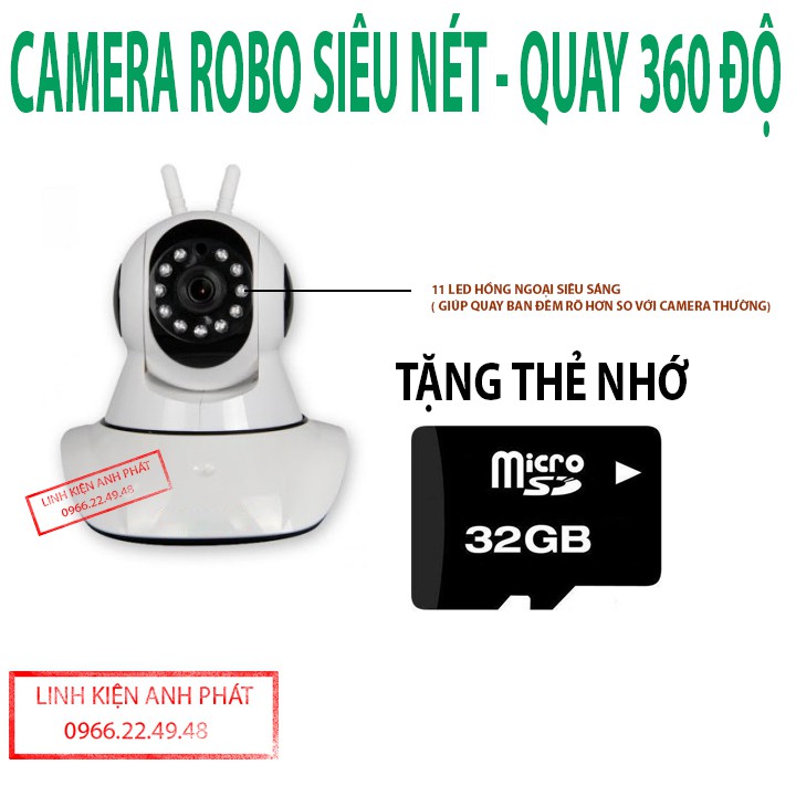 Camera WIFI Robo Siêu Hồng ngoại tặng thẻ nhớ 32GB