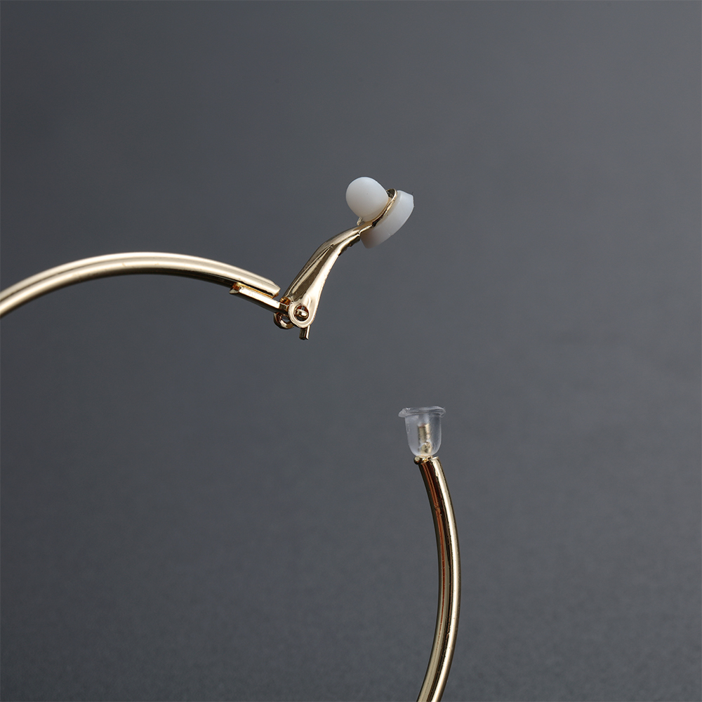 1 Đôi khuyên tai nữ kiểu tròn lớn màu vàng/bạc/đen không cần xỏ