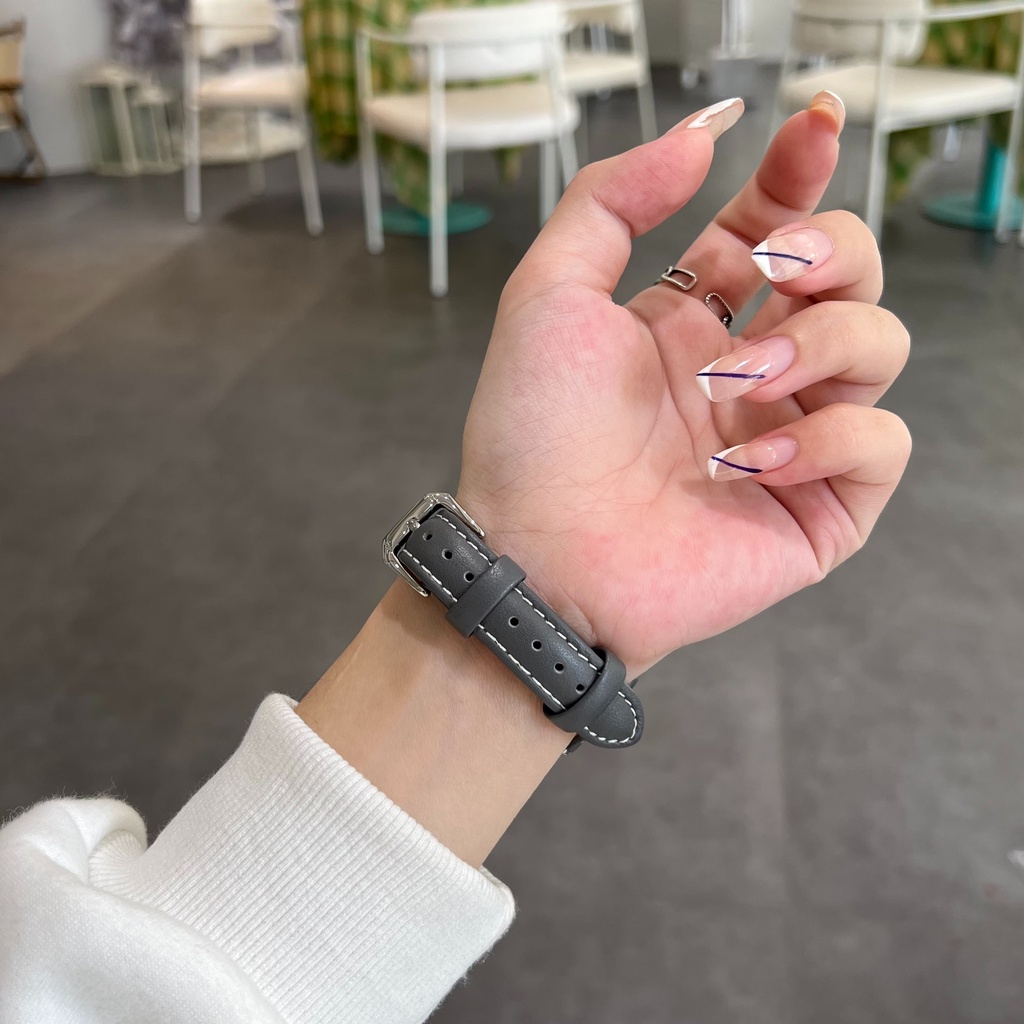 Dây đeo đồng hồ bằng da thay thế thích hợp cho Apple Watch series 7 6 5 4 3 se 44mm 41mm 45mm 42mm 40mm 38mm