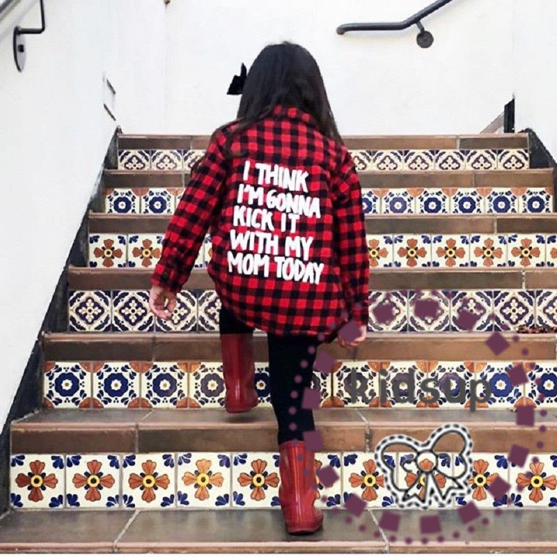 ✸ღ✸Unisex Toddler Kids Baby Girls Printed Plaid Shirt Long Sleeve Tops Casual Clothes