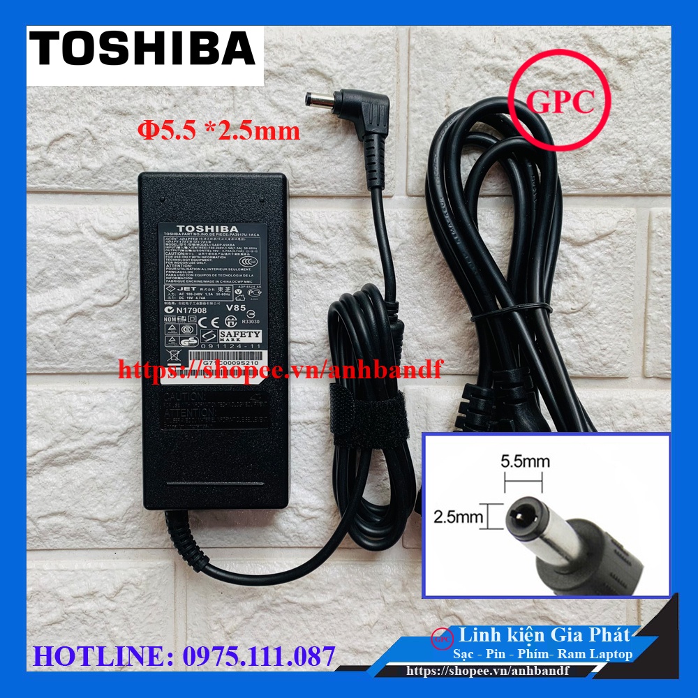 SẠC LAPTOP TOSHIBA 19V - 4.74A - 90W chất lượng cao