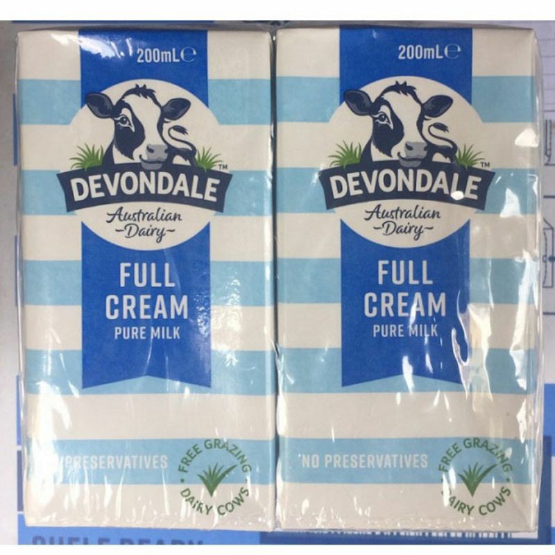 Lốc 6 hộp 200ml sữa tươi nguyên kem Devondale date 2022