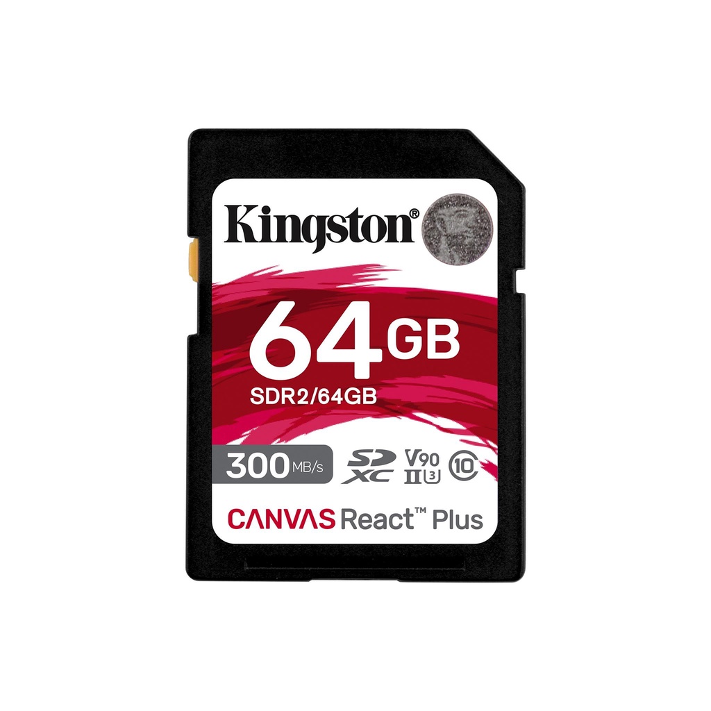 Thẻ Nhớ SD Kingston Canvas React Plus V90 300mbs/260mbs UHS II 64GB camera quay phim chuyên nghiệp 4K/8K 64GB SDR2/64GB