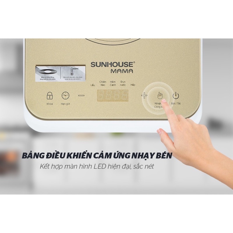 BẾP ĐIỆN TỪ SUNHOUSE MAMA SHD 6868 TẶNG KÈM NỒI LẨU 2 NGĂN BẢO HÀNH 24 THÁNG