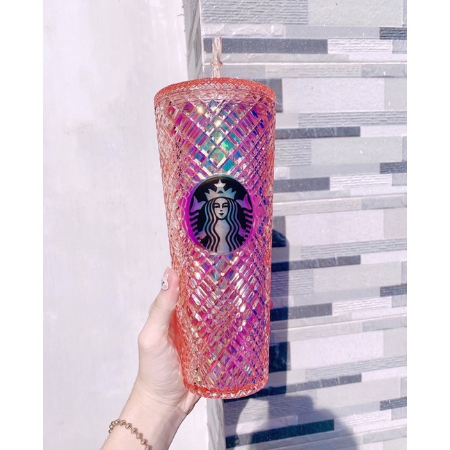 Cốc uống nước có ống hút thiết kế kiểu vỏ sầu riêng họa tiết Starbucks có thể tái sử dụng làm quà tặng độc đáo