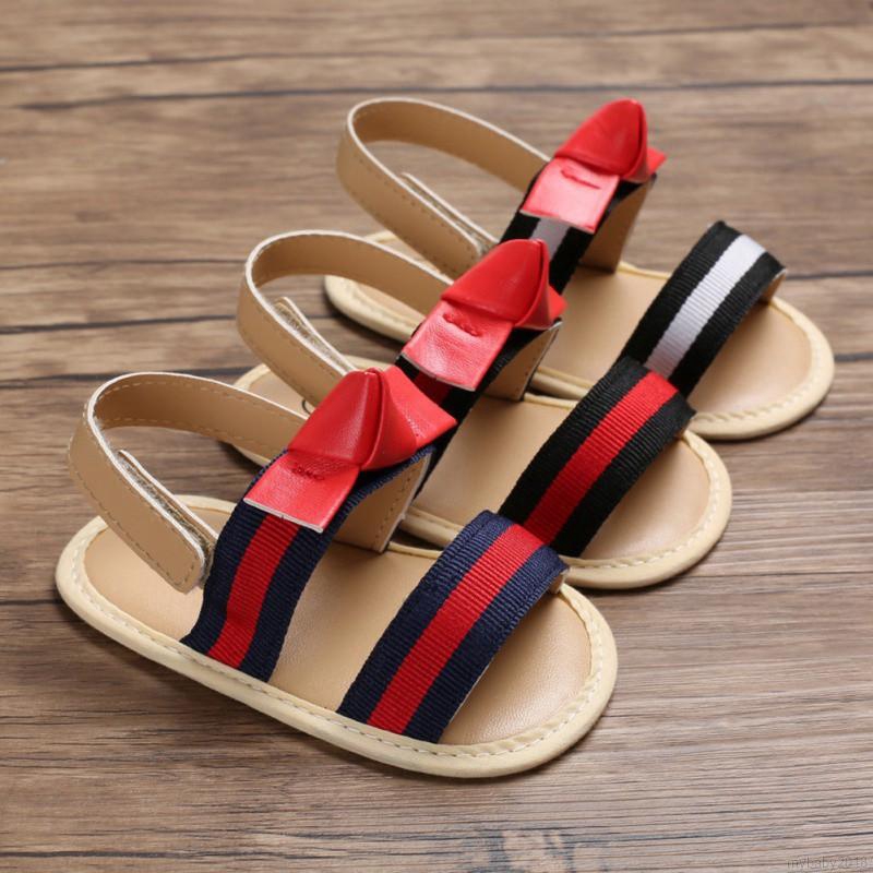 My Baby  Giày sandal tập đi đế mềm chống trượt đính nơ cho bé gái