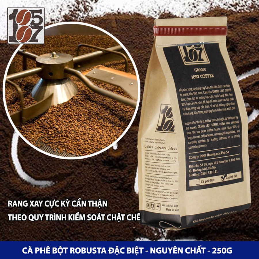 1KG Cà phê Robusta bột đặc biệt ❤️️ FREESHIP ❤️️ nguyên chất không pha trộn tẩm ướp hương liệu - grand 1857 coffee