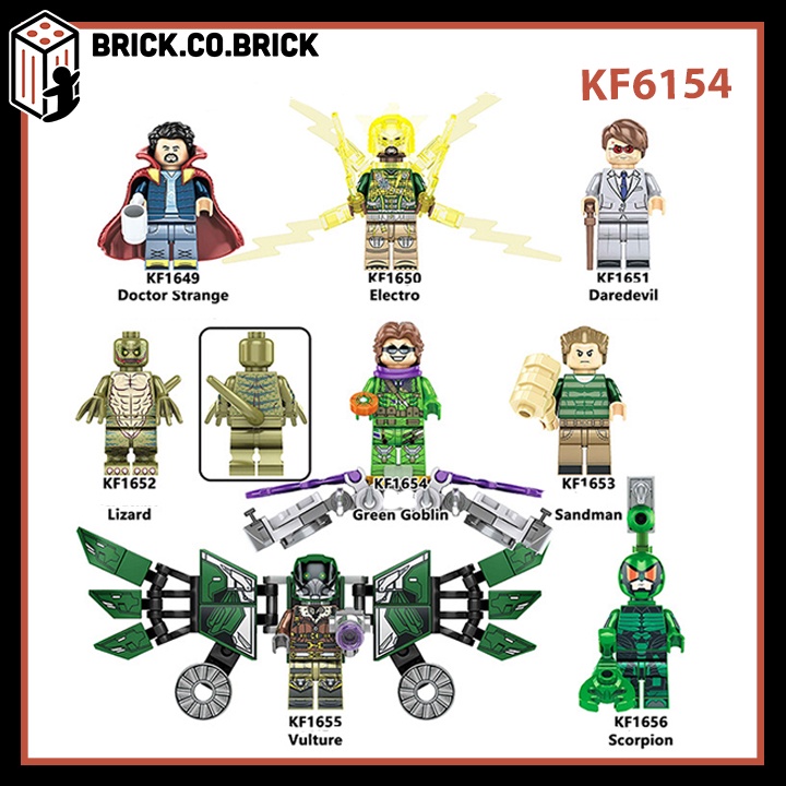 Mô hình Người nhện Spider Man No Way Home Đồ chơi Lắp ráp Siêu Anh Hùng Lizard Daredevil Sandman Green Goblin KF6154