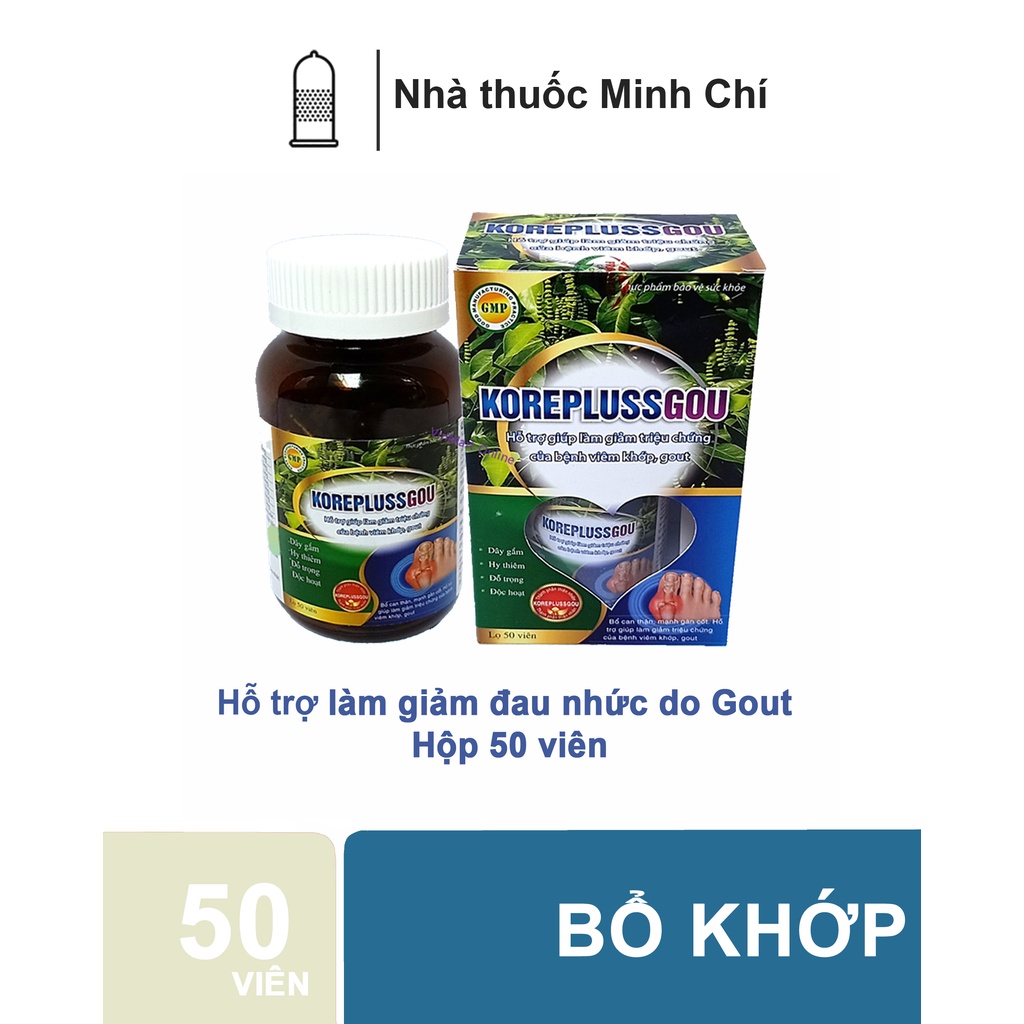 Viên uống hỗ trợ làm giảm đau nhức do Gout - Korepluss Gout - hộp 50 viên