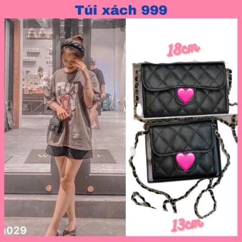 Túi mini đeo chéo nữ dây xích, túi xách mini size 13-18cm dáng ví nhiều ngăn thời trang dạo phố hàn quốc