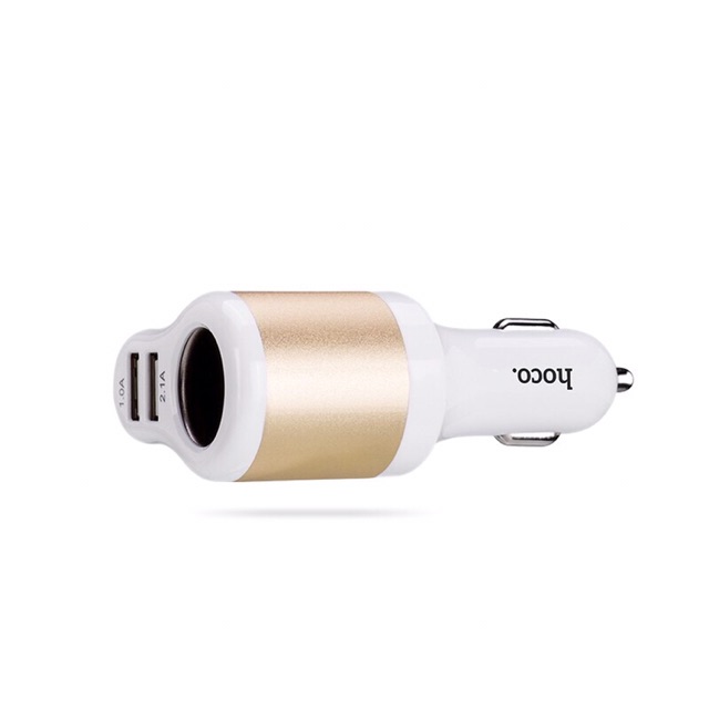 Hoco UC206-Tẩu sạc đôi kèm 2 cổng USB