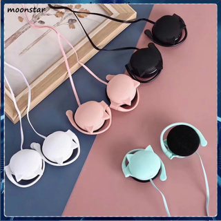 Tai Nghe Có Vành Móc Tai Họa Tiết Mèo Hoạt Hình Có Mic Cao Cấp Cho Điện Thoại / Pc