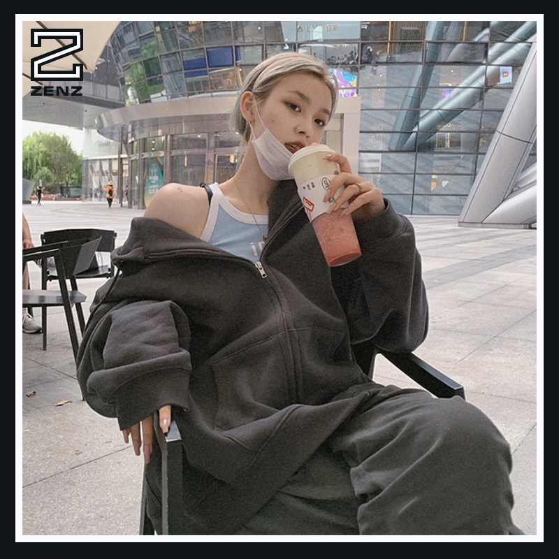 Áo khoác hoodie zip Áo khoác nam nữ, áo hoodie khoá kéo nỉ bông form rộng, tay phồng cho nam nữ | BigBuy360 - bigbuy360.vn