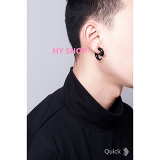 bông tai titan xỏ nhựa xoắn- khuyên tai nam nữ