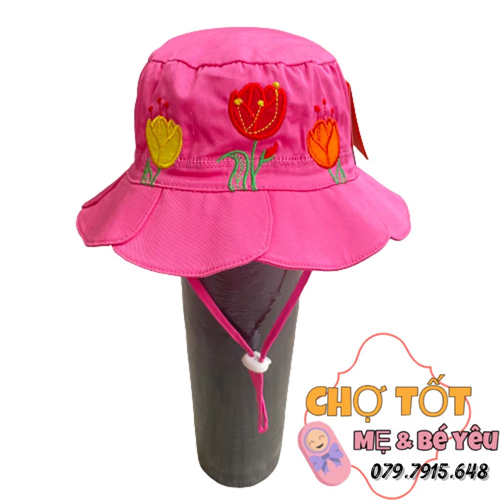 Nón vành bé gái thêu hoa màu trơn Duy Ngọc Cao Cấp Mềm Mại 2-3 tuổi