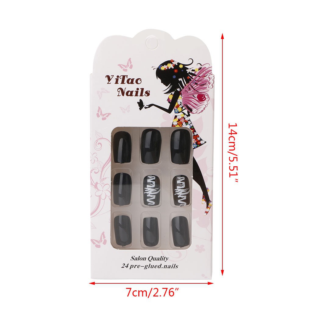 Set 24 Móng Tay Giả Họa Tiết Thời Trang