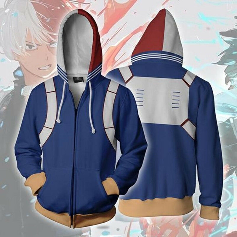 Áo Khoác Dây Kéo In Hình Học Viện Anh Hùng izuku shoto bakugo