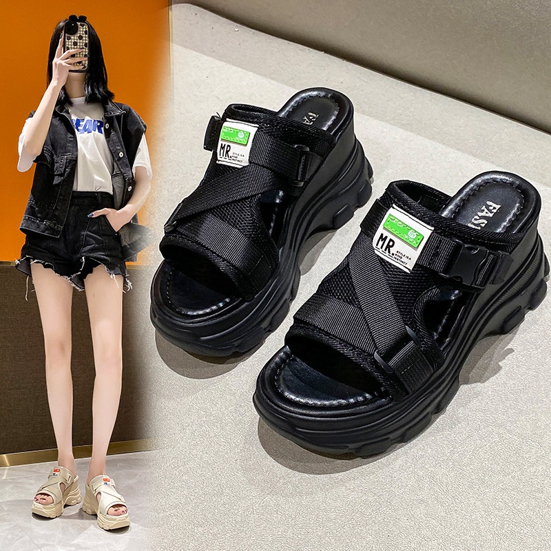 Giày sandal IELGY đế dày hở mũi phong cách Hàn Quốc thời trang cho nữ