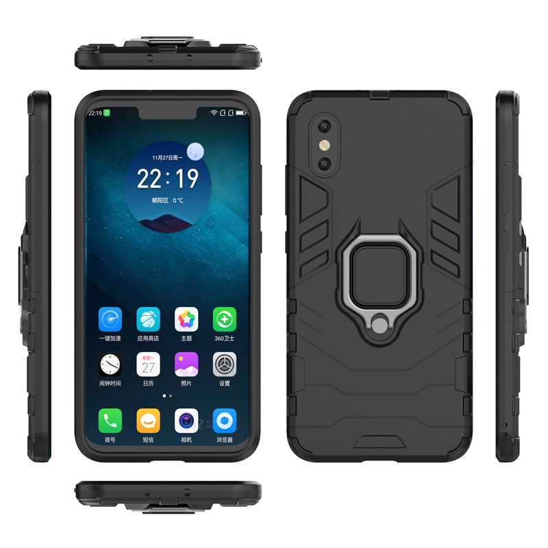 Ốp Điện Thoại Kiểu Giáp Iron Man Kèm Giá Đỡ Nhẫn Từ Tính Cho Xiaomi Mi 8 8 Pro 8 Se 8 Lite 5x 6x Mi A2 Lite A1 A2