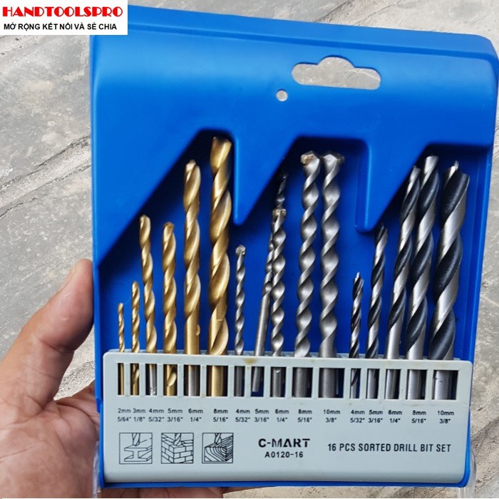 Bộ mũi khoan tổng hợp 16 chi tiết -16 C-MART A0120-16